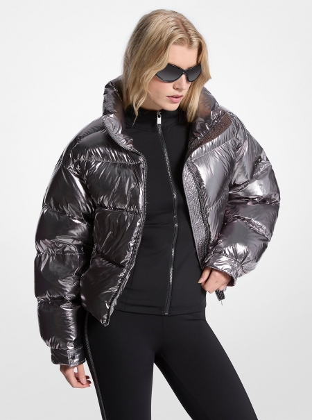 MICHAEL Michael Kors Metallic Nylon Ciré Puffer Jacket