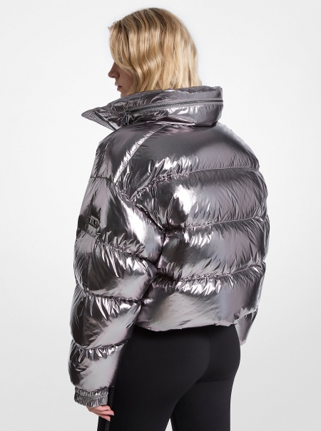 MICHAEL Michael Kors Metallic Nylon Ciré Puffer Jacket