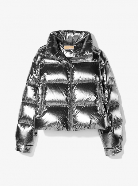 MICHAEL Michael Kors Metallic Nylon Ciré Puffer Jacket