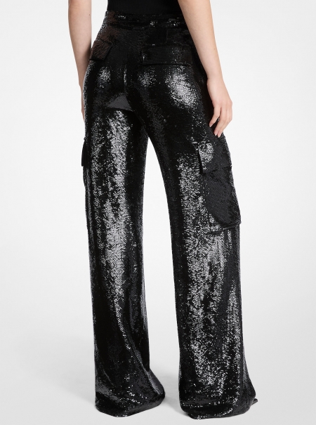Michael Kors Sequined Georgette Cargo Pants