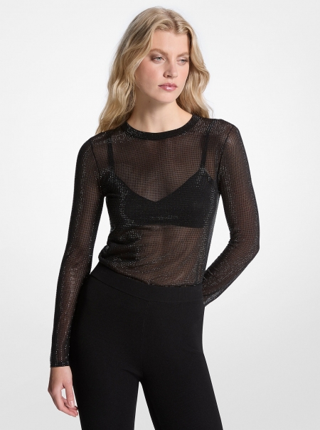 MICHAEL Michael Kors Embellished Mesh Top