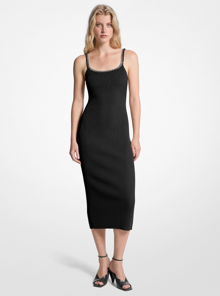 MICHAEL Michael Kors Chain Ribbed Stretch Knit Midi Dress