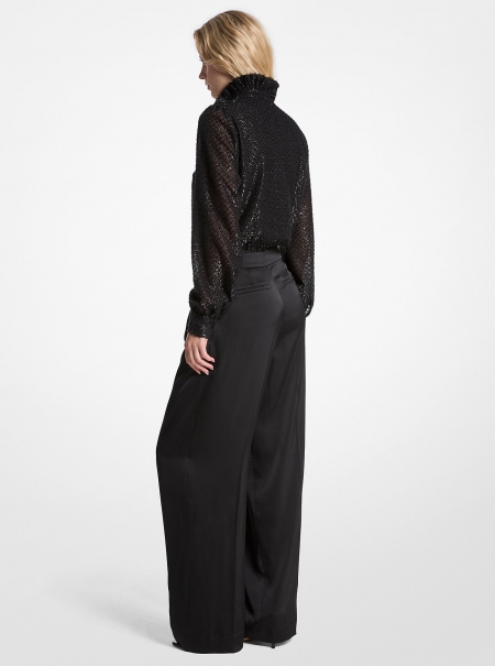 MICHAEL Michael Kors Metallic Clip Jacquard and Satin Tie-Neck Jumpsuit