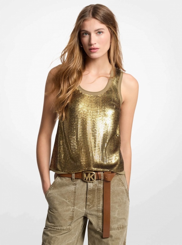 Michael Kors Sequined Georgette Tank Top