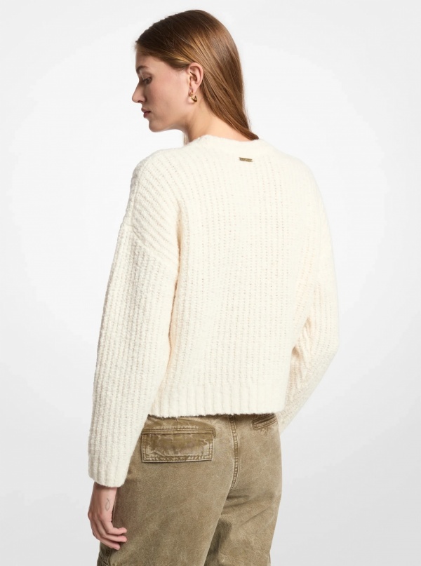 Michael Kors Ribbed Wool Blend Bouclé Sweater