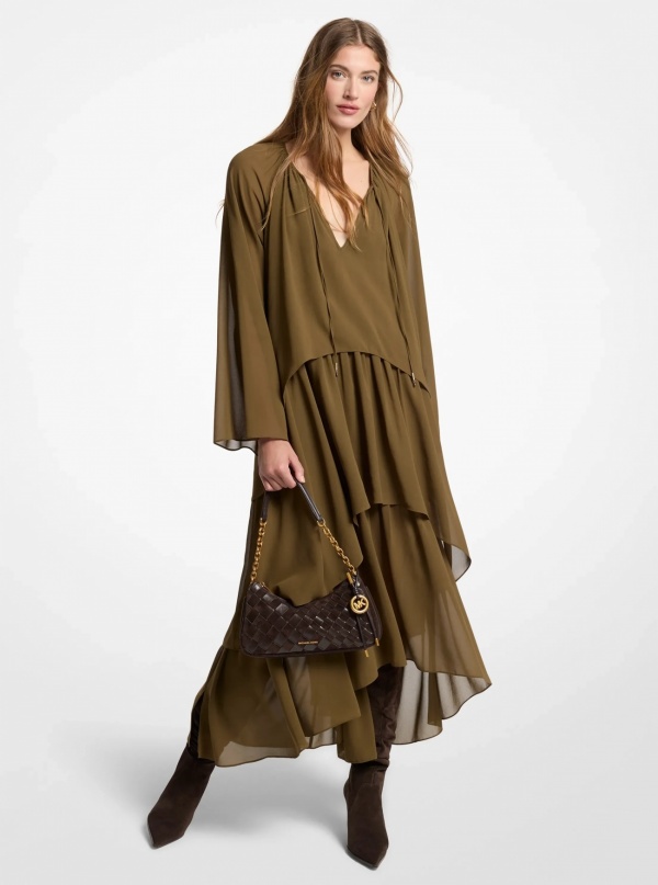 Michael Kors Ruffled Georgette High-Low Maxi Dress