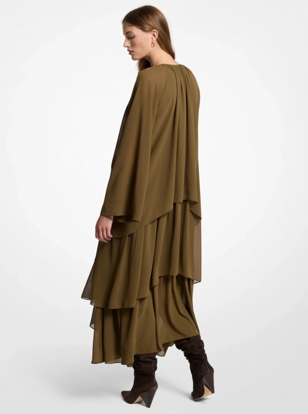 Michael Kors Ruffled Georgette High-Low Maxi Dress