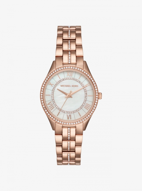 Michael Kors Mini Lauryn Pavé Rose Gold-Tone Watch