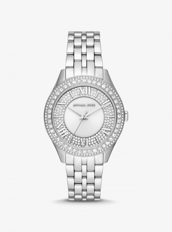 Michael Kors Harlowe Pavé Silver-Tone Watch