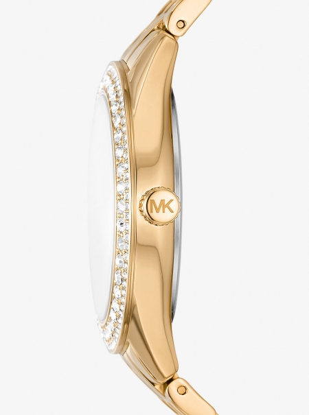Michael Kors Harlowe Pavé Gold-Tone Watch