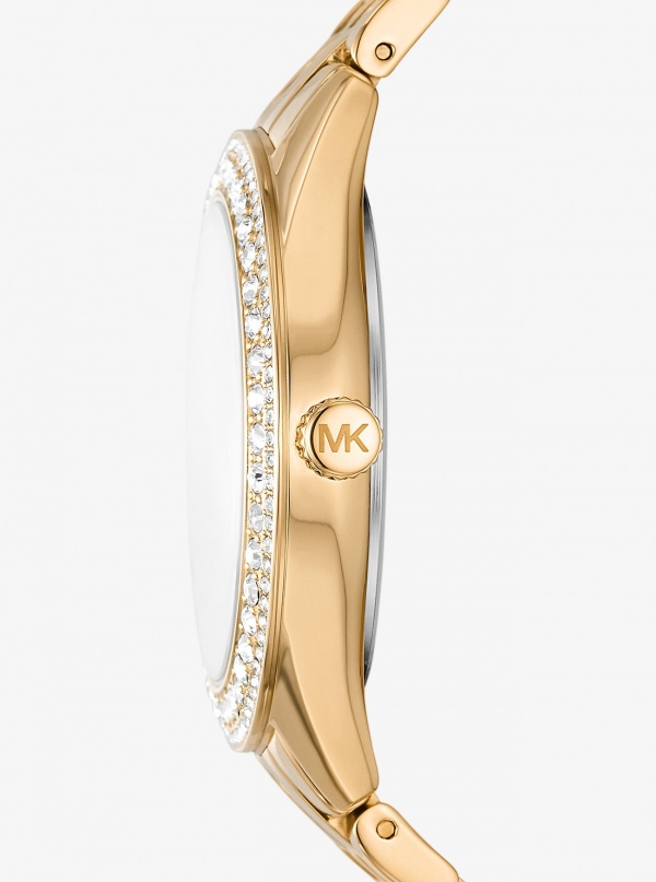 Michael Kors Harlowe Pavé Gold-Tone Watch