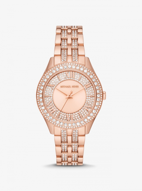 Michael Kors Harlowe Pavé Rose Gold-Tone Watch