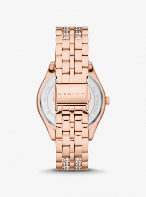 Michael Kors Harlowe Pavé Rose Gold-Tone Watch