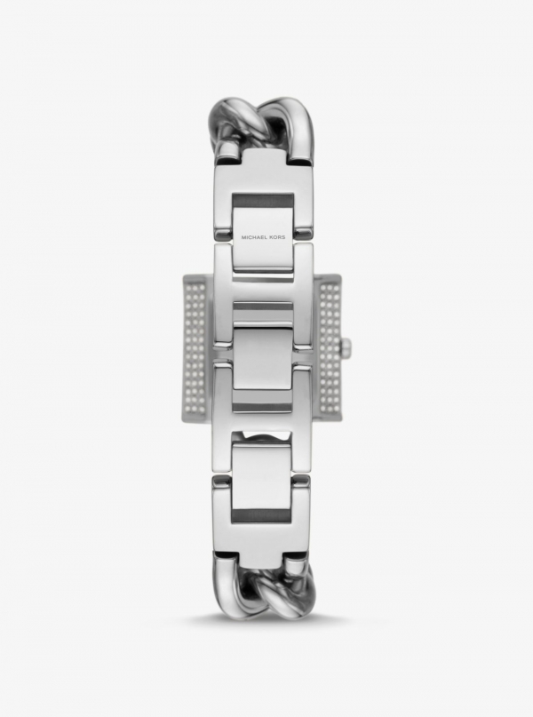 Michael Kors Mini Lock Pavé Silver-Tone Chain Watch