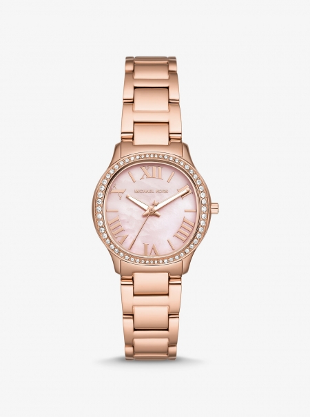 Michael Kors Mini Sage Pavé Rose Gold-Tone Watch