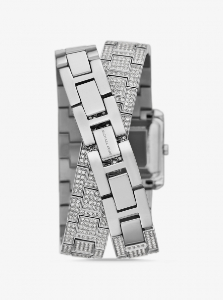 Michael Kors Petite Emery Pavé Silver-Tone Double Wrap Watch