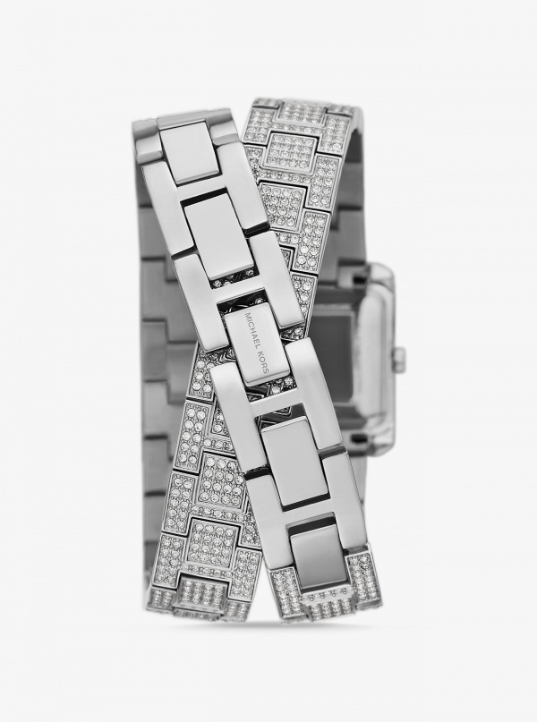 Michael Kors Petite Emery Pavé Silver-Tone Double Wrap Watch