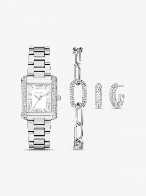 Michael Kors Petite Emery Silver-Tone Watch and Jewelry Gift Set