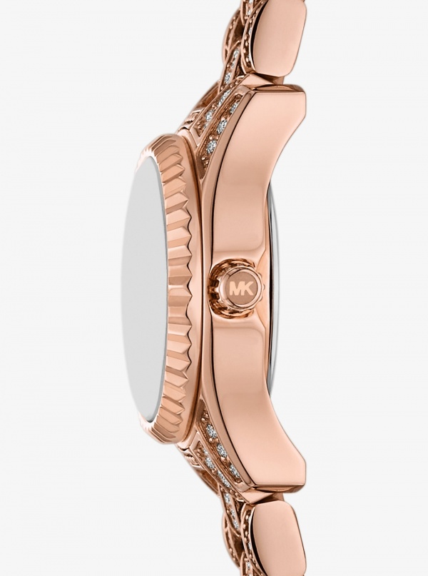 Michael Kors Mini Lexington Pavé Rose Gold-Tone Watch