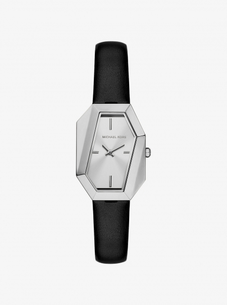 Michael Kors Suri Silver-Tone and Leather Watch