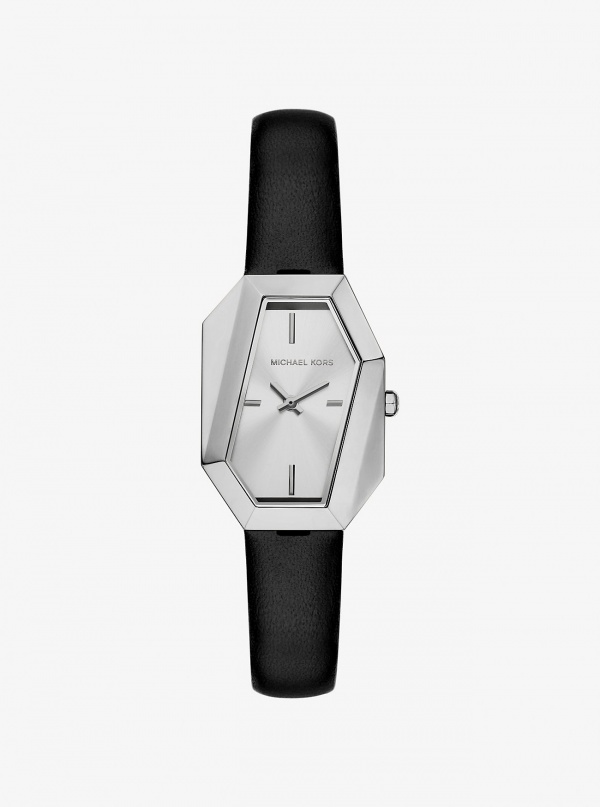 Michael Kors Suri Silver-Tone and Leather Watch