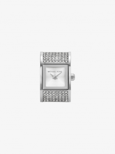 Michael Kors Darrington Pavé Silver-Tone Ring Watch