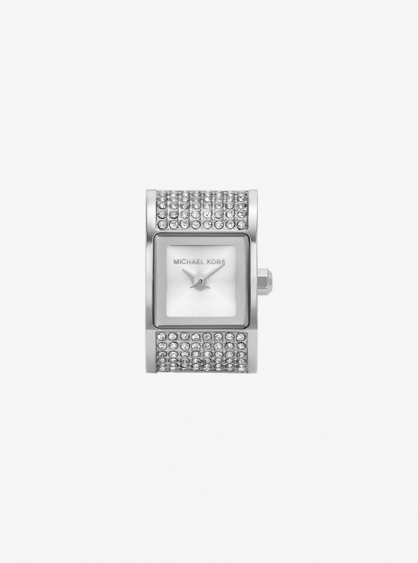 Michael Kors Darrington Pavé Silver-Tone Ring Watch
