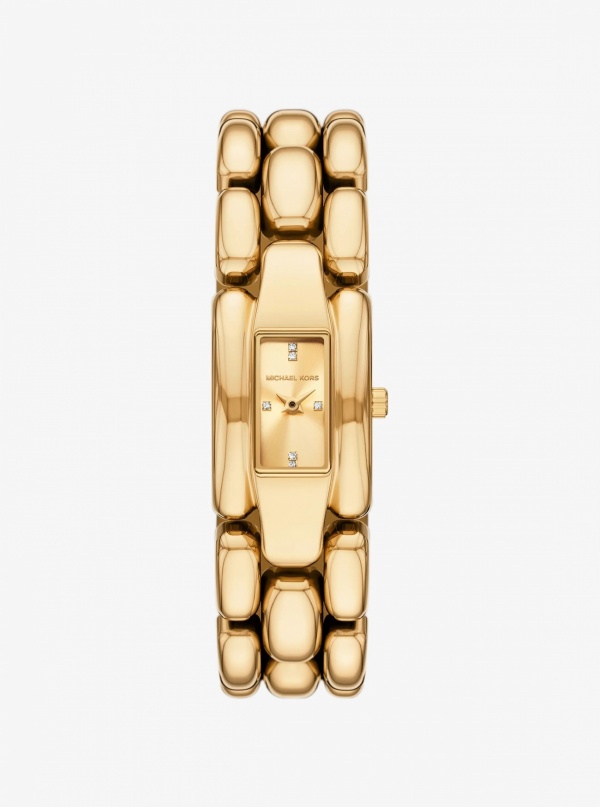 Michael Kors Mini Hally Pavé Gold-Tone Watch