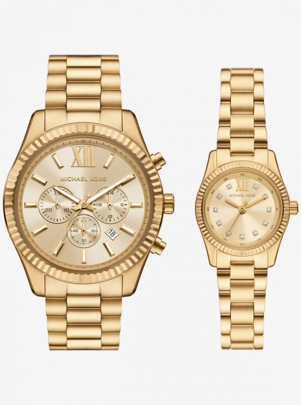 Michael Kors Lexington His and Hers Gold-Tone Watch Set