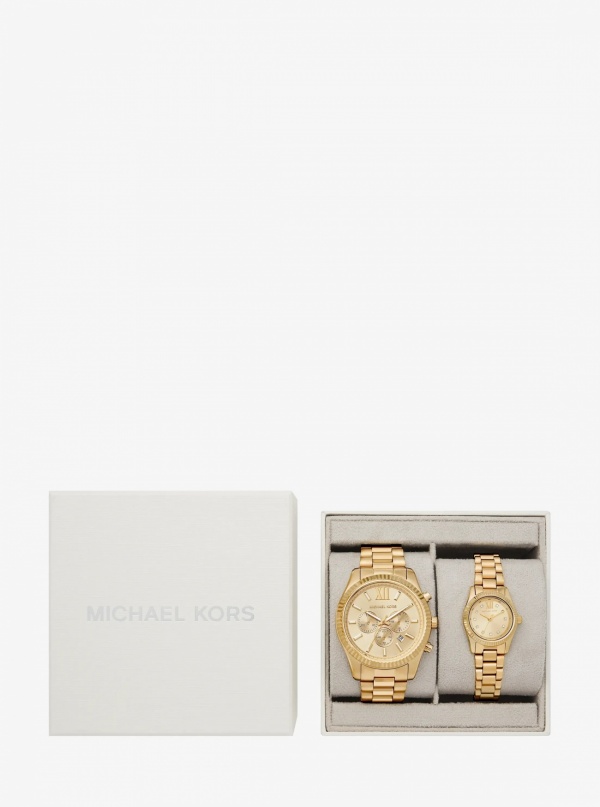 Michael Kors Lexington His and Hers Gold-Tone Watch Set