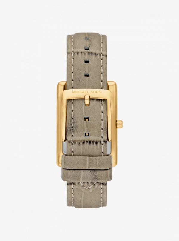 Michael Kors Essex Gold-Tone and Crocodile Embossed Leather Watch