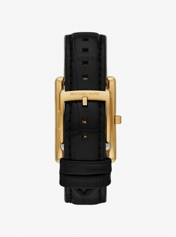 Michael Kors Essex Gold-Tone and Crocodile Embossed Leather Watch