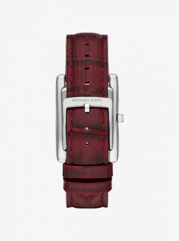 Michael Kors Essex Silver-Tone and Crocodile Embossed Leather Watch