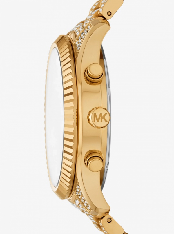 Michael Kors Oversized Lexington Pavé Gold-Tone Watch