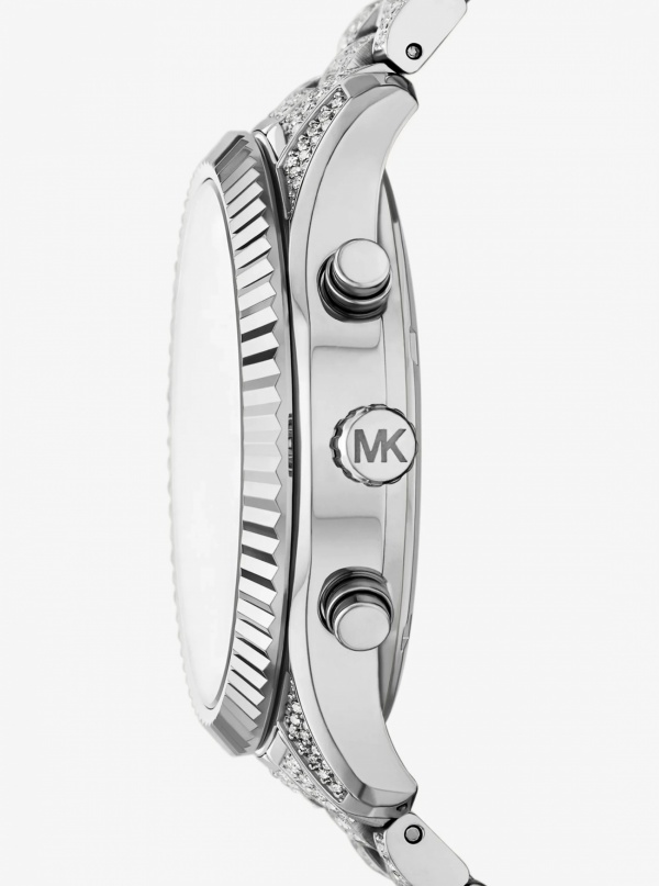 Michael Kors Oversized Lexington Pavé Silver-Tone Watch