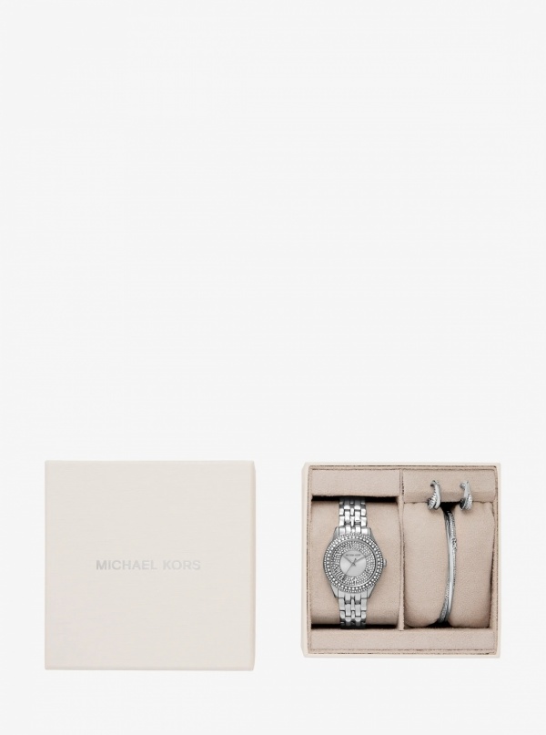 Michael Kors Mini Harlowe Pavé Gold-Tone Watch and Jewelry Set