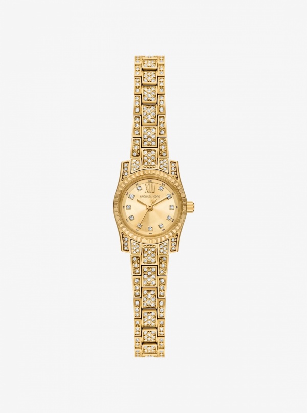 Michael Kors Micro Lexington Pavé Gold-Tone Watch