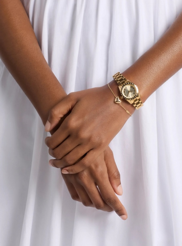 Michael Kors Petite Lexington Pavé Gold Watch and Heart Bracelet Gift Set