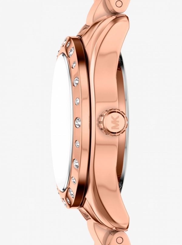 Michael Kors Petite Lexington Pavé Rose Gold-Tone Watch and Heart Bracelet Gift Set