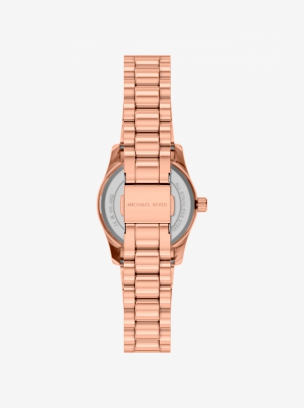 Michael Kors Petite Lexington Pavé Rose Gold-Tone Watch and Heart Bracelet Gift Set