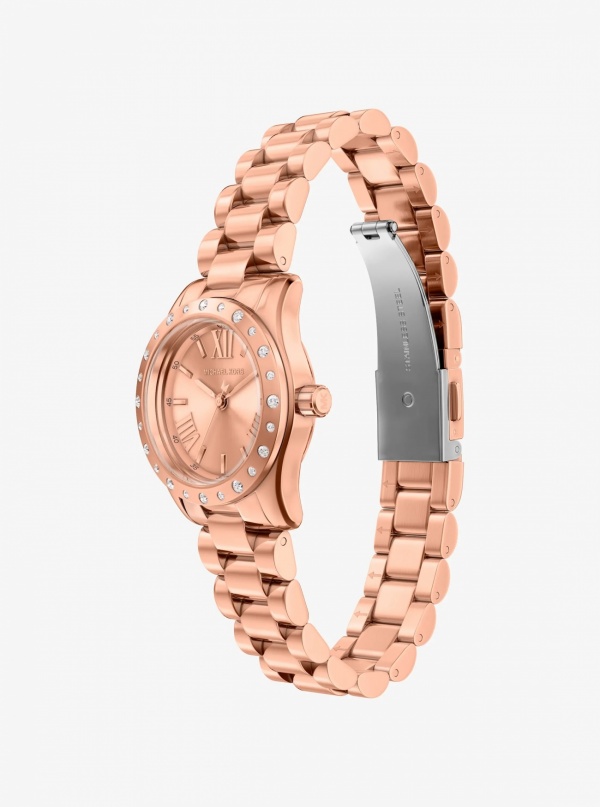Michael Kors Petite Lexington Pavé Rose Gold-Tone Watch and Heart Bracelet Gift Set
