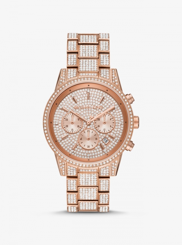 Michael Kors Ritz Pavé Rose Gold-Tone Watch