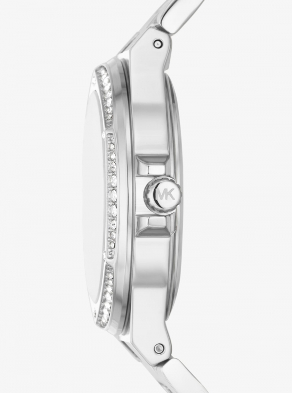 Michael Kors Lennox Pavé Logo Silver-Tone Watch