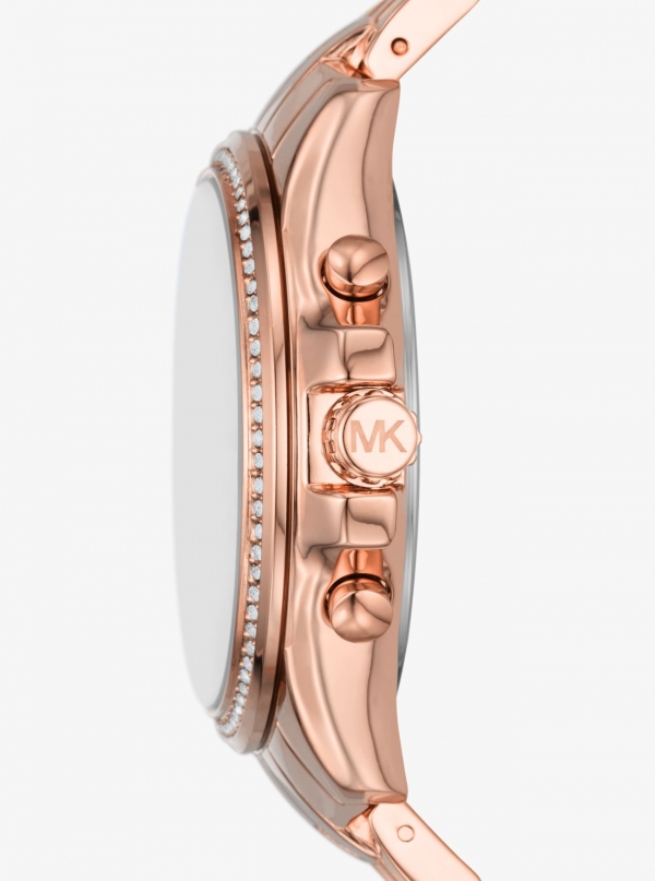 Michael Kors Oversized Pilot Pavé Rose Gold-Tone Watch