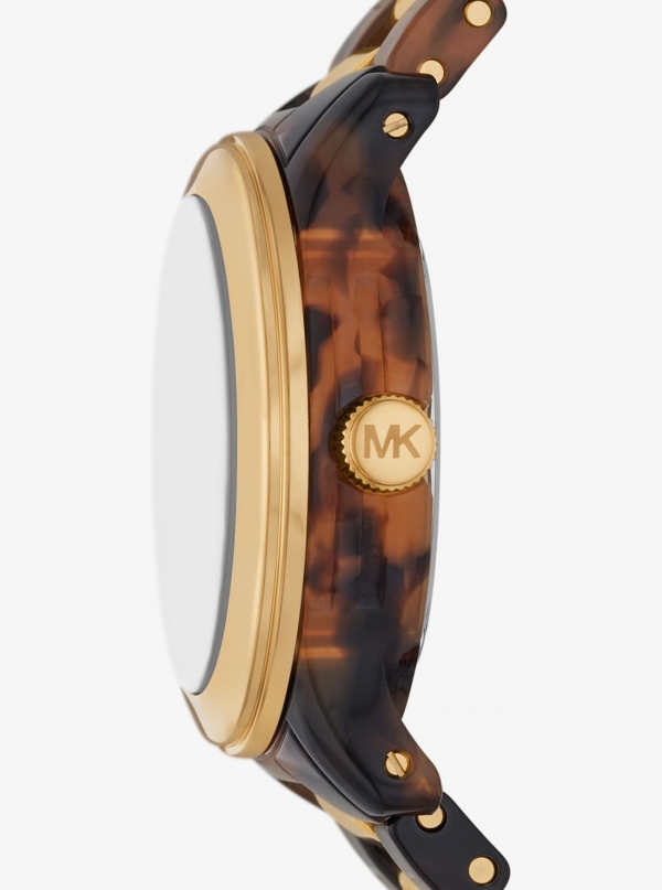 Michael Kors Runway Gold-Tone and Tortoiseshell Acetate Watch