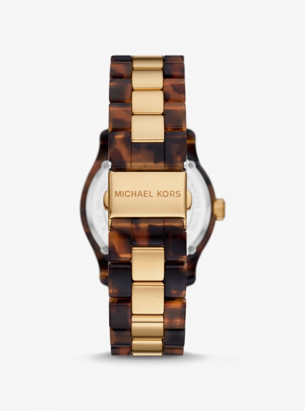 Michael Kors Runway Gold-Tone and Tortoiseshell Acetate Watch