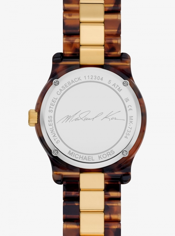 Michael Kors Runway Gold-Tone and Tortoiseshell Acetate Watch