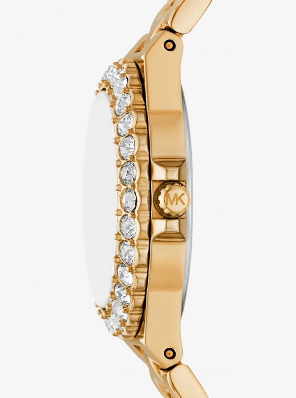 Michael Kors Mini Lennox Animal Pavé Gold-Tone Watch