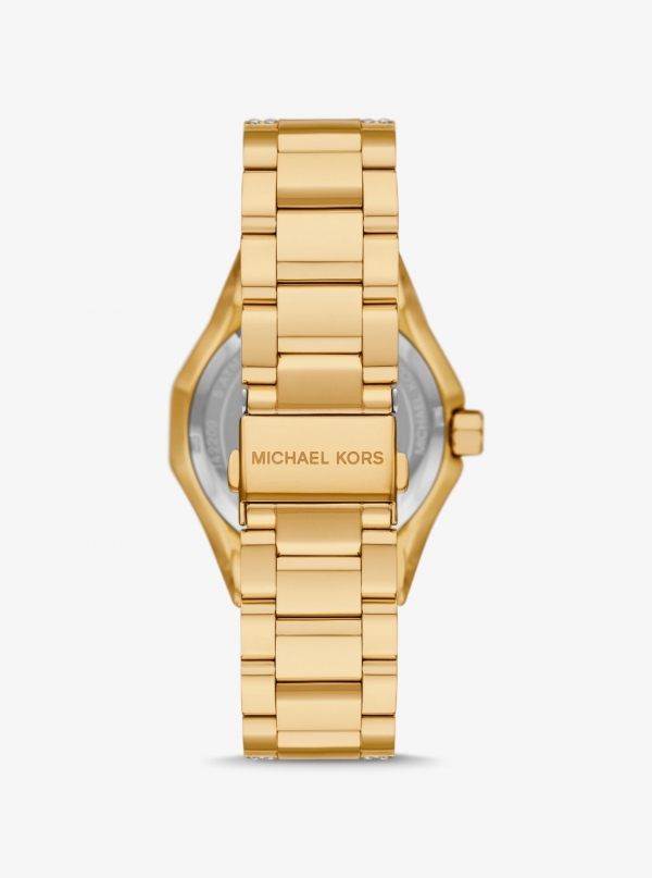 Michael Kors Oversized Raquel Pavé Gold-Tone Watch