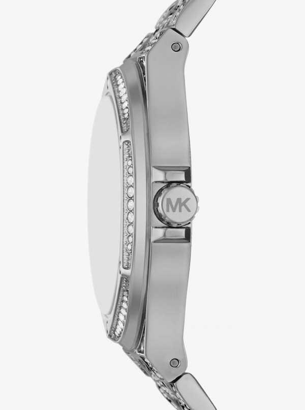 Michael Kors Oversized Lennox Animal Pavé Silver-Tone Watch